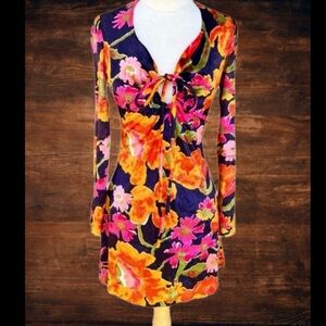 Vintage Young Edwardian by Arpeja Bright Floral Mini Go-Go Dress 7